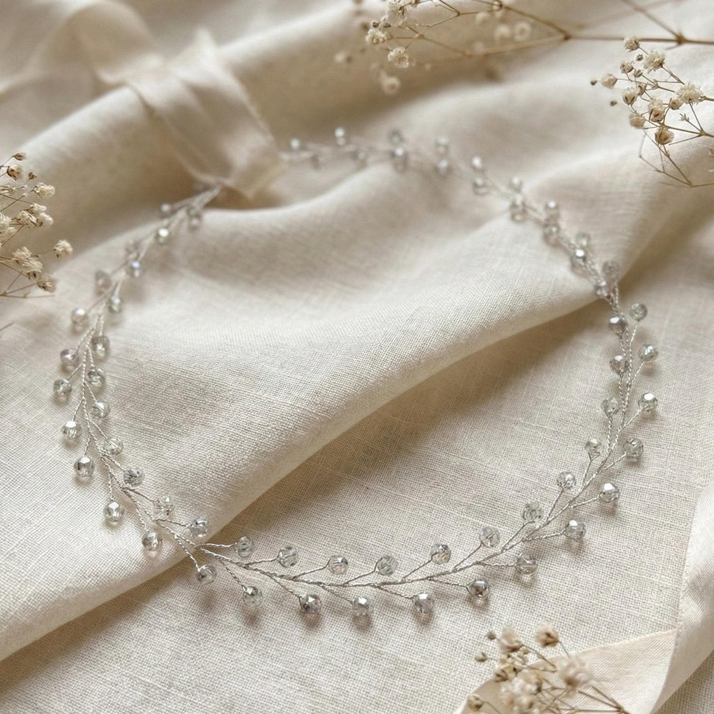 Bicolor Kristall Haarranke in Silber für Bräute - AVYRAA BRIDAL