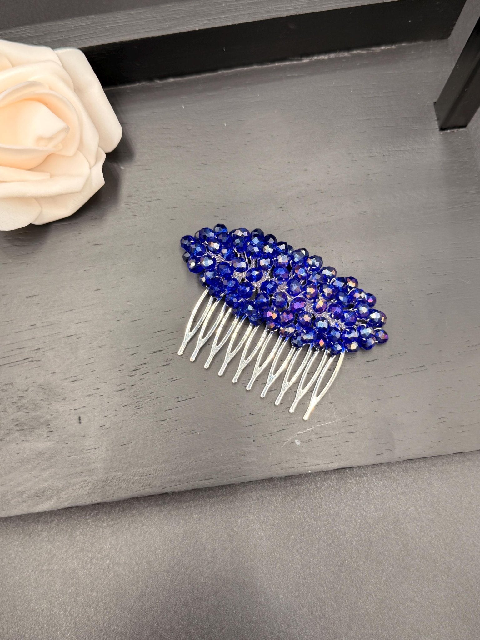 Braut Haarkamm Blau Iris Kristall Steckkamm Haarschmuck - AVYRAA BRIDAL