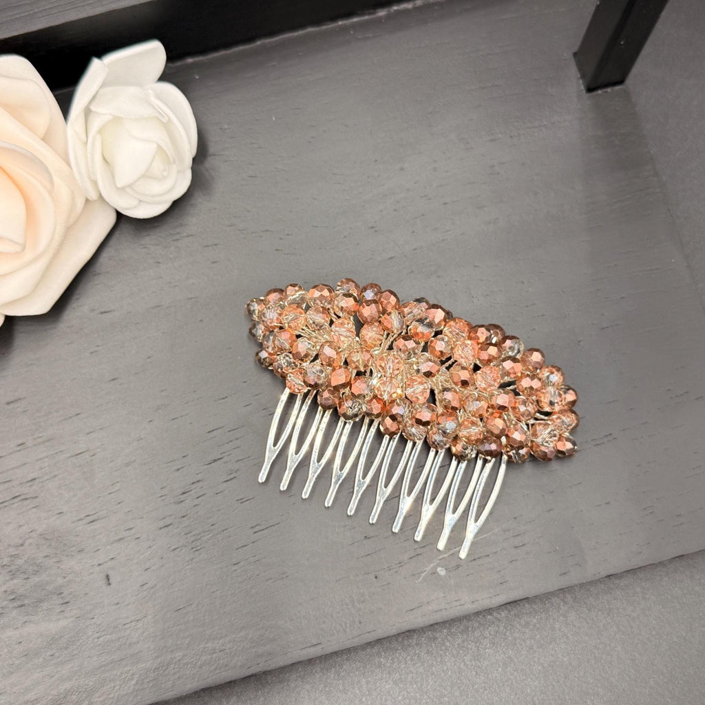 Braut Haarkamm Champagner Kupfer Kristall Draht Haarschmuck - AVYRAA BRIDAL