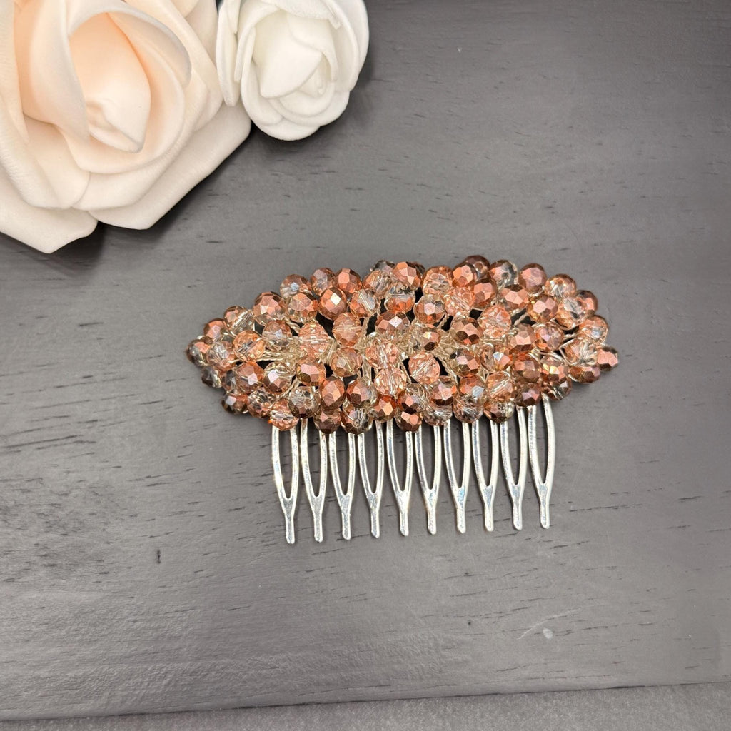 Braut Haarkamm Champagner Kupfer Kristall Draht Haarschmuck - AVYRAA BRIDAL