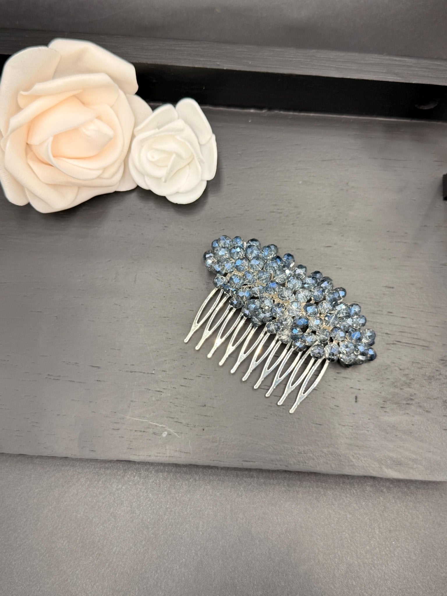 Braut Haarkamm Hellblau Kristall Draht Haarschmuck - AVYRAA BRIDAL
