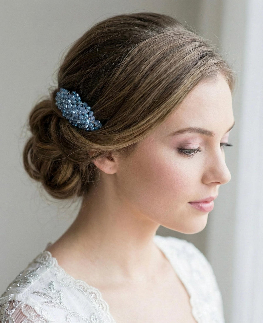 Braut Haarkamm Hellblau Kristall Draht Haarschmuck - AVYRAA BRIDAL