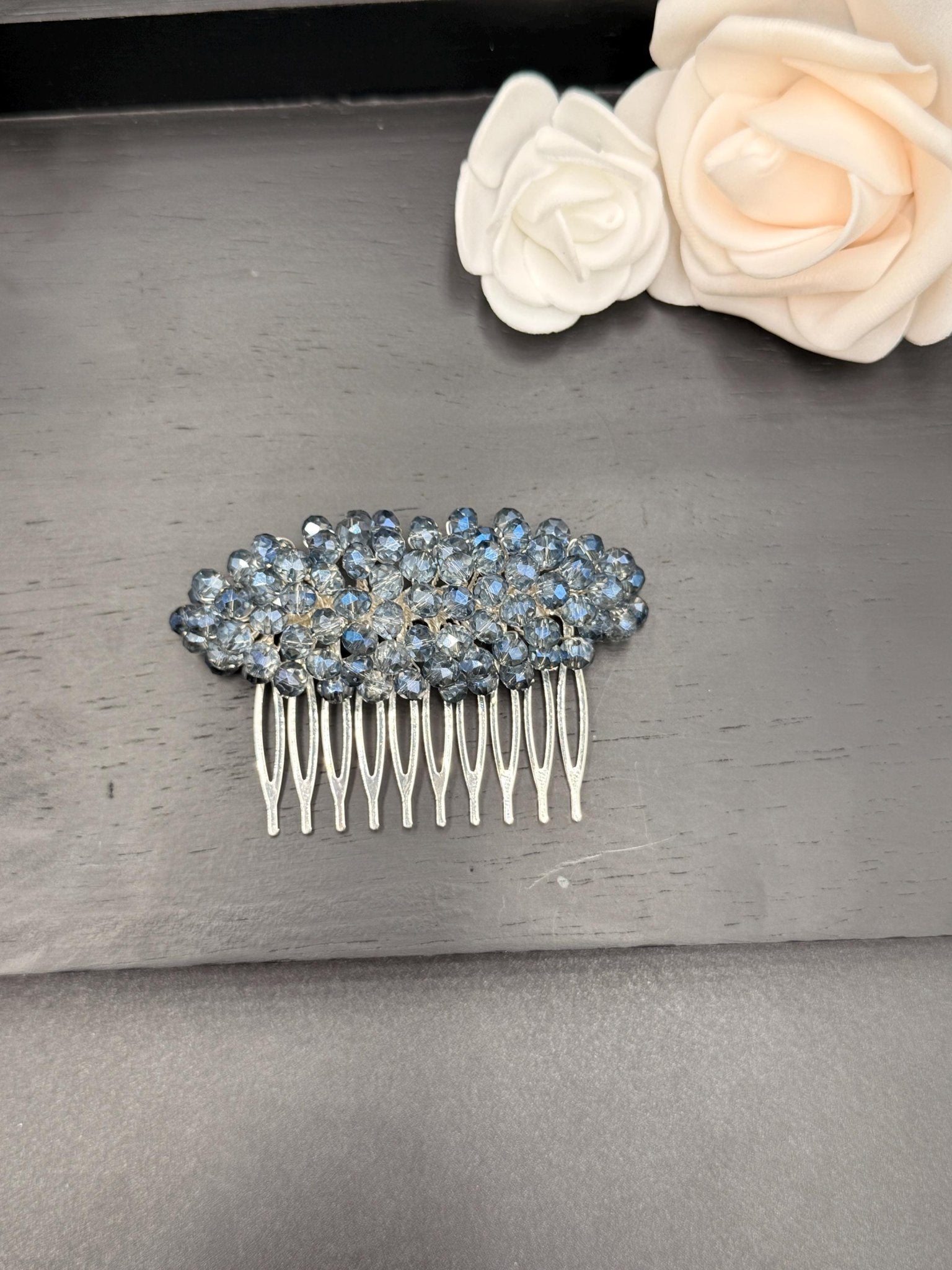 Braut Haarkamm Hellblau Kristall Draht Haarschmuck - AVYRAA BRIDAL