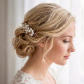 Braut Haarkamm Kristall Perlen Champagner Draht Haarschmuck - AVYRAA BRIDAL