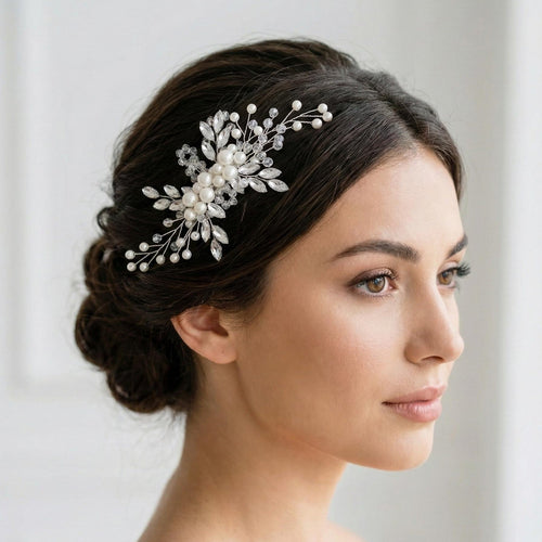 Braut Haarkamm mit Kristallen und Perlen 16 cm - AVYRAA BRIDAL