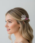 Braut Haarkamm mit Perlen und roséfarbenen Kristallsteinen – romantischer Haarschmuck in Creme, Rosé & Flieder - AVYRAA BRIDAL