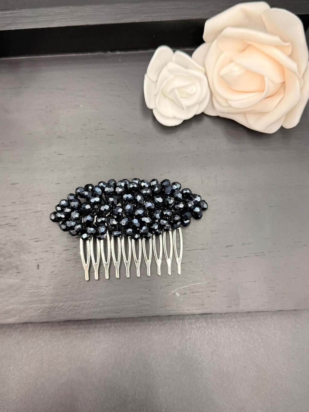Braut Haarkamm Navyblau Kristall Perlen Haarschmuck - AVYRAA BRIDAL