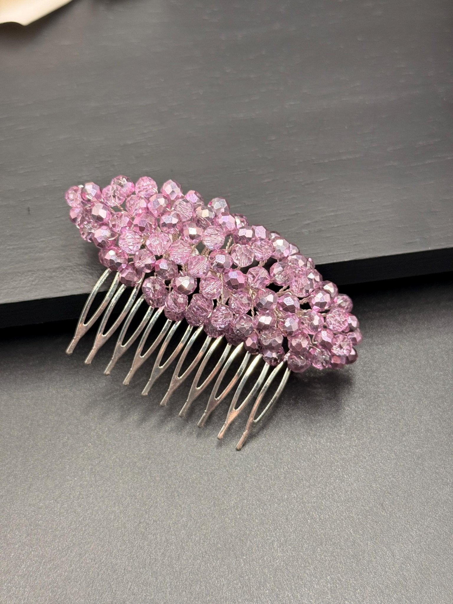 Braut Haarkamm Rosa Transparent Bicolor Kristall Haarschmuck - AVYRAA BRIDAL