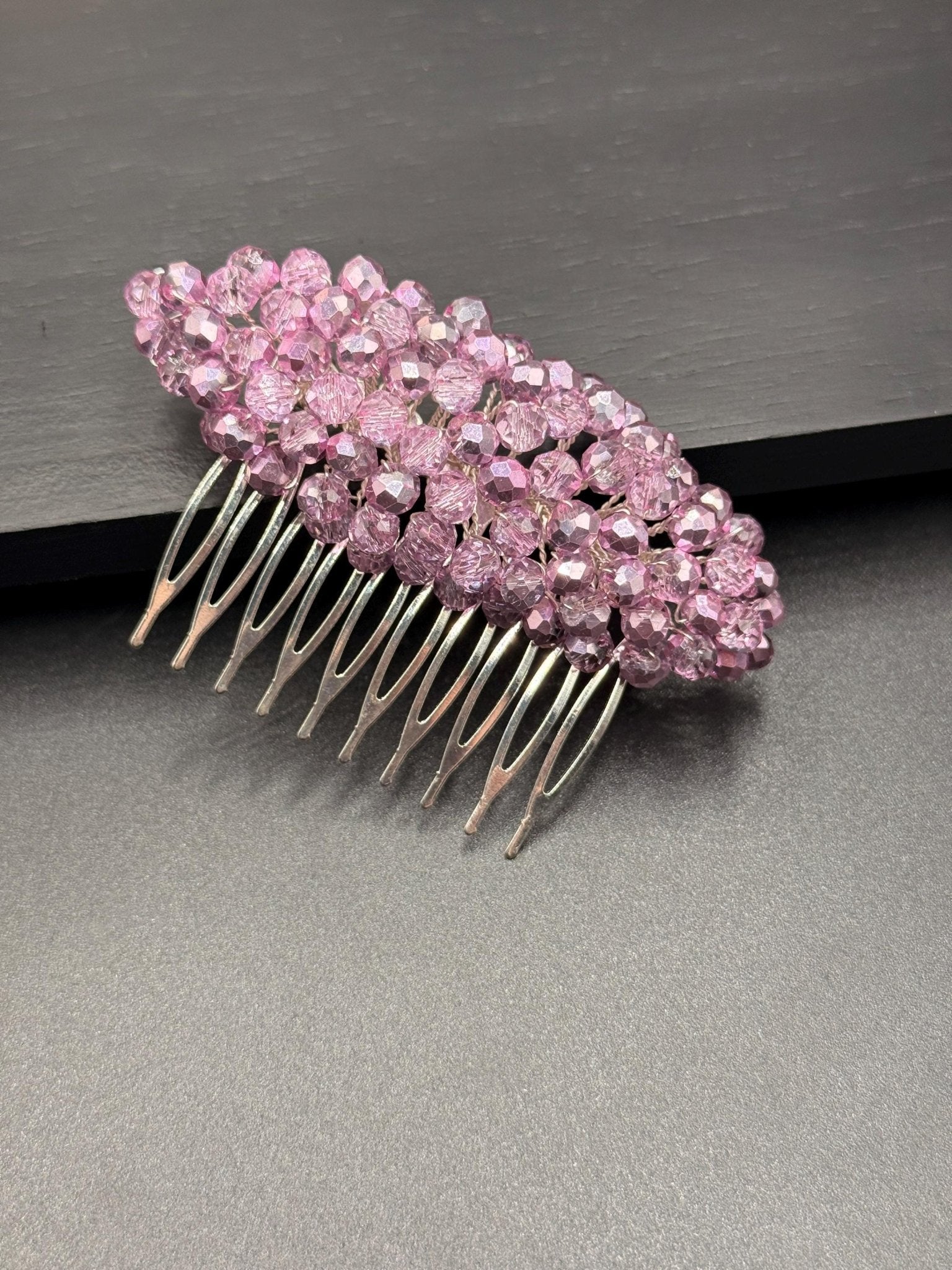Braut Haarkamm Rosa Transparent Bicolor Kristall Haarschmuck - AVYRAA BRIDAL