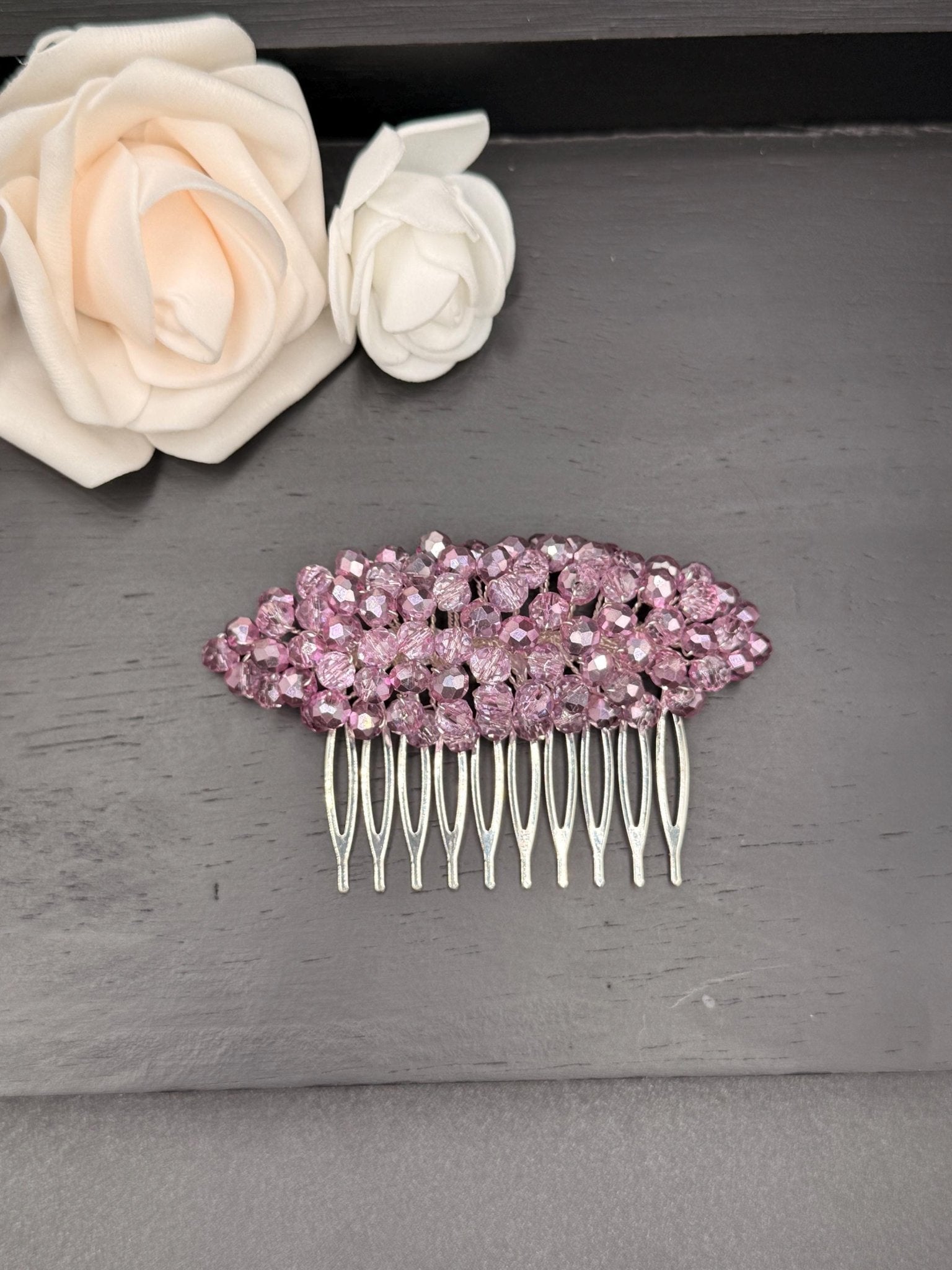 Braut Haarkamm Rosa Transparent Bicolor Kristall Haarschmuck - AVYRAA BRIDAL