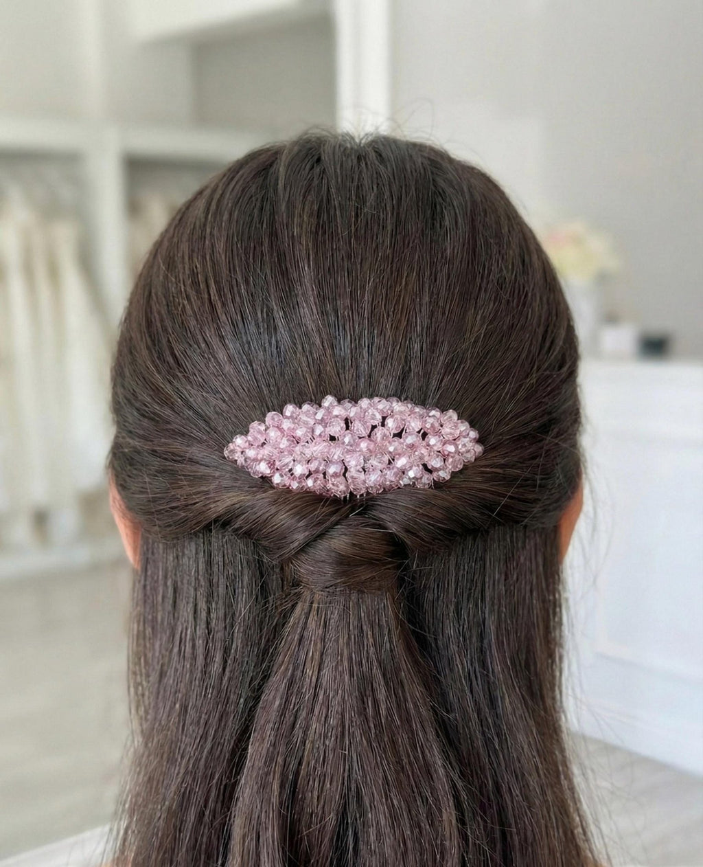Braut Haarkamm Rosa Transparent Bicolor Kristall Haarschmuck - AVYRAA BRIDAL