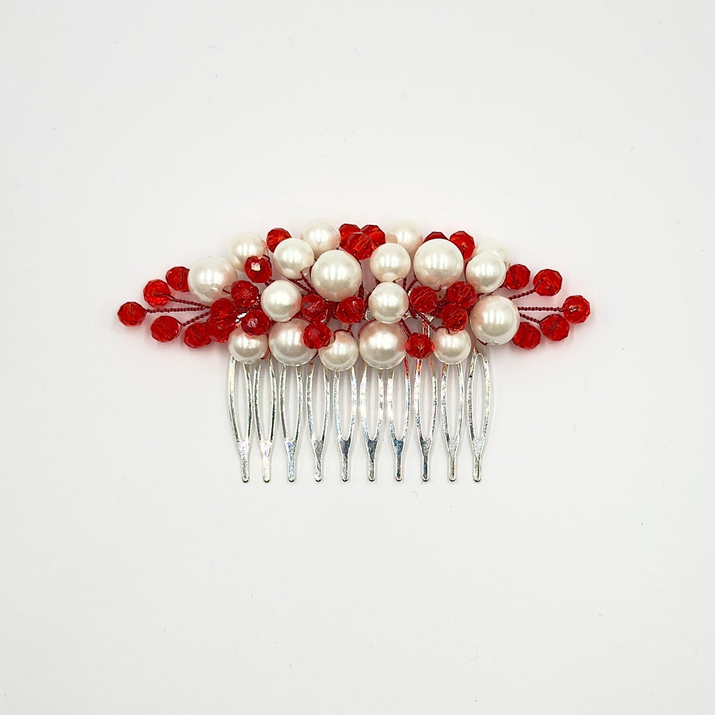 Braut Haarkamm Rot Kristall Strass Draht Haarschmuck - AVYRAA BRIDAL