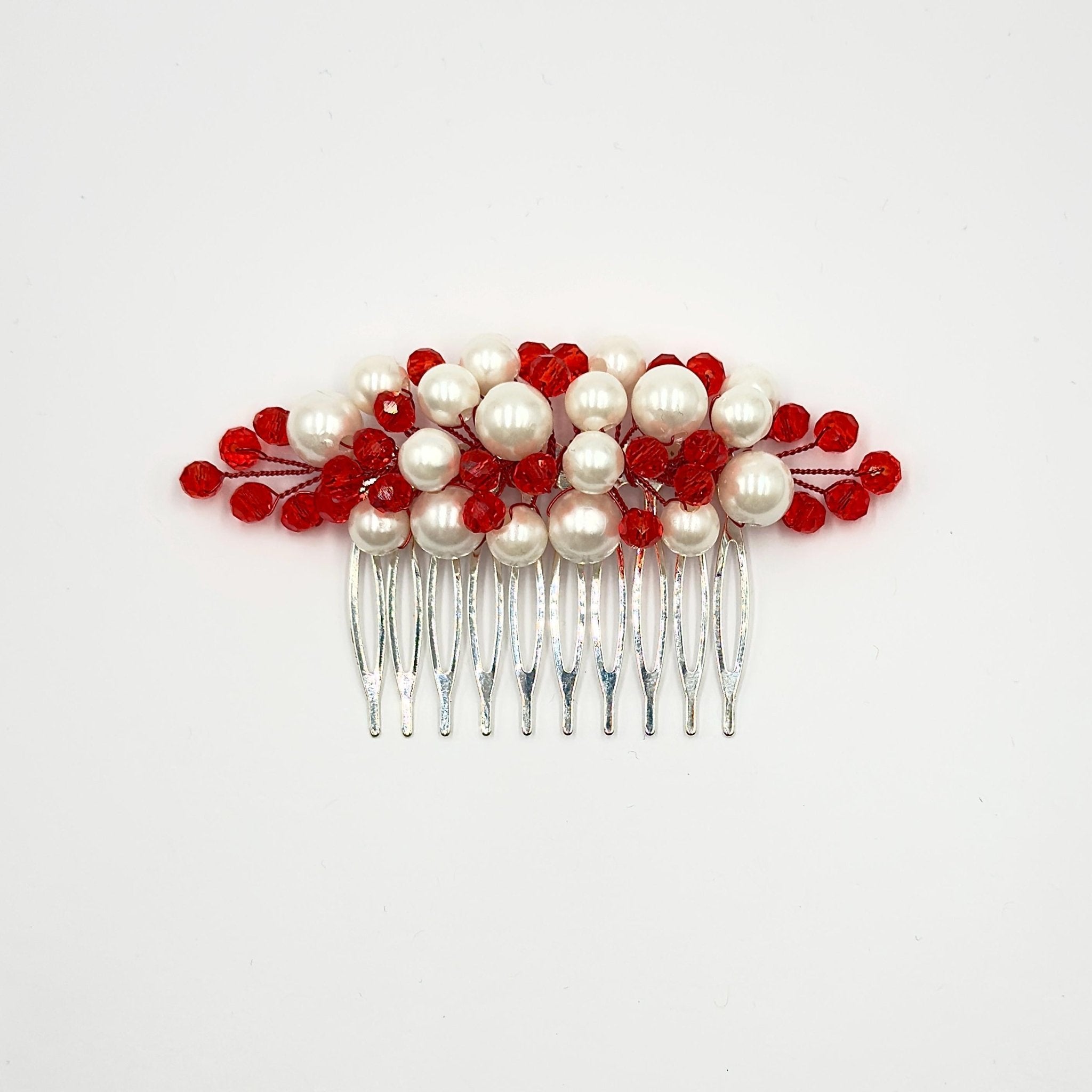 Braut Haarkamm Rot Kristall Strass Draht Haarschmuck - AVYRAA BRIDAL