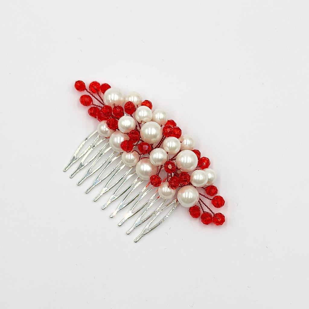Braut Haarkamm Rot Kristall Strass Draht Haarschmuck - AVYRAA BRIDAL