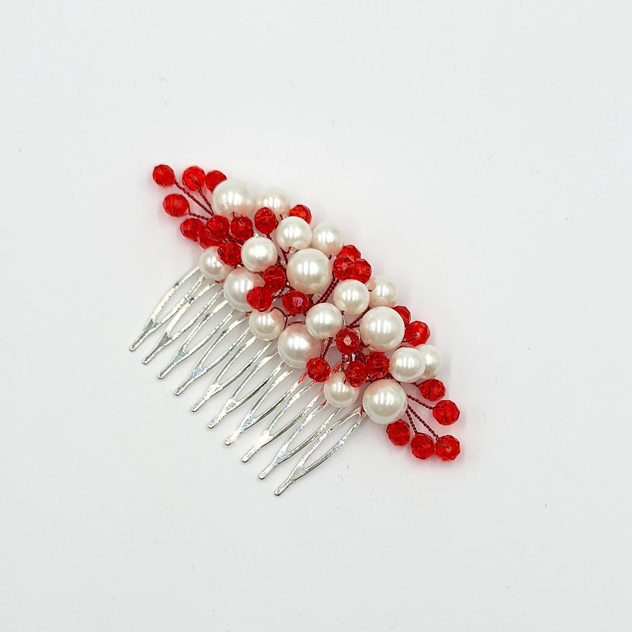 Braut Haarkamm Rot Kristall Strass Draht Haarschmuck - AVYRAA BRIDAL