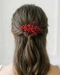 Braut Haarkamm Rubinrot mit funkelnden Kristallen handgefertigt – ausdrucksstarker Hochzeitsschmuck ca. 10 cm - AVYRAA BRIDAL