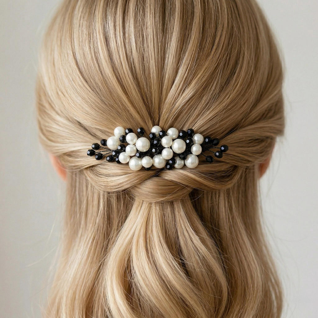Braut Haarkamm Schwarz Kristall Strass Draht Haarschmuck - AVYRAA BRIDAL