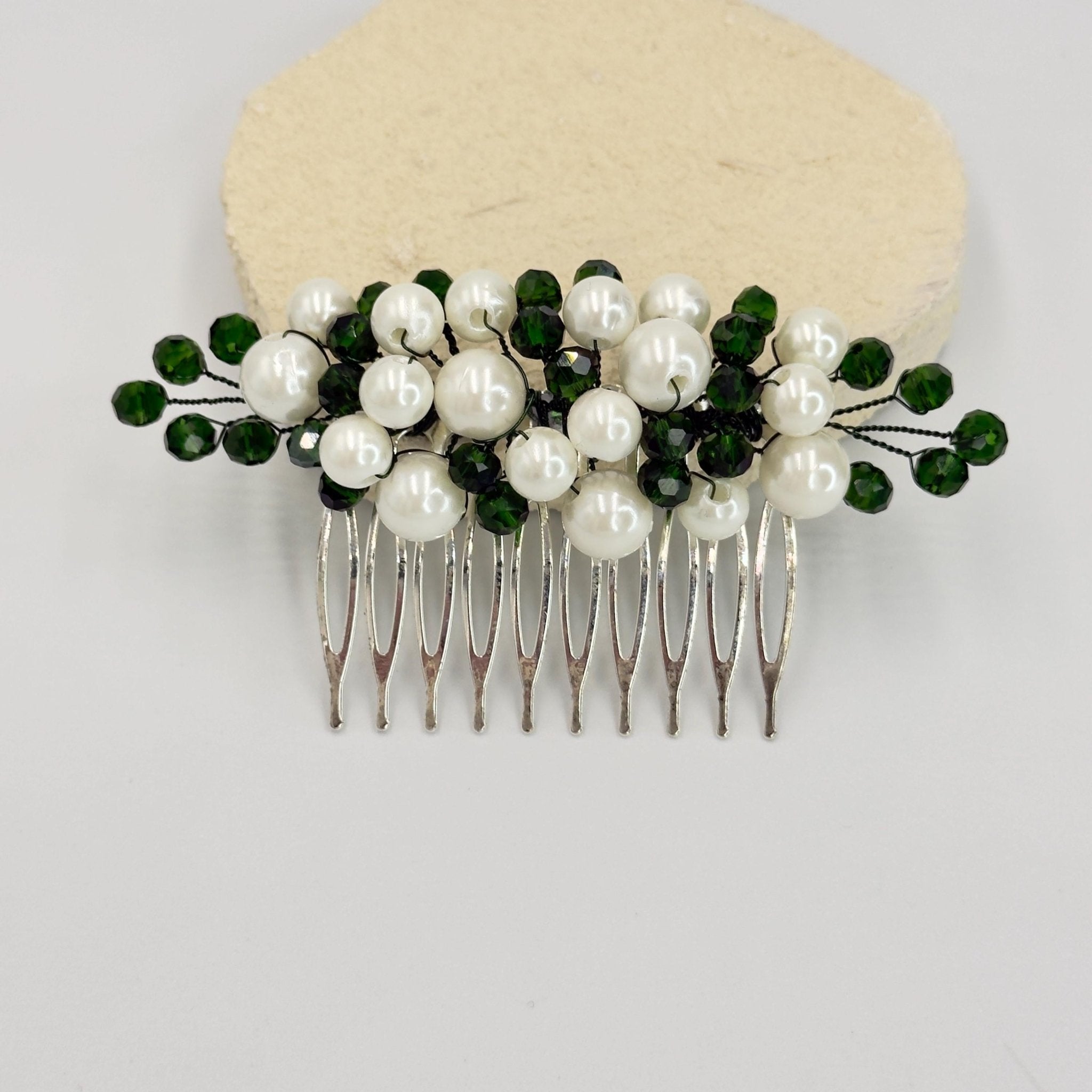 Braut Haarkamm Smaragdgrün Kristall Draht Haarschmuck - AVYRAA BRIDAL