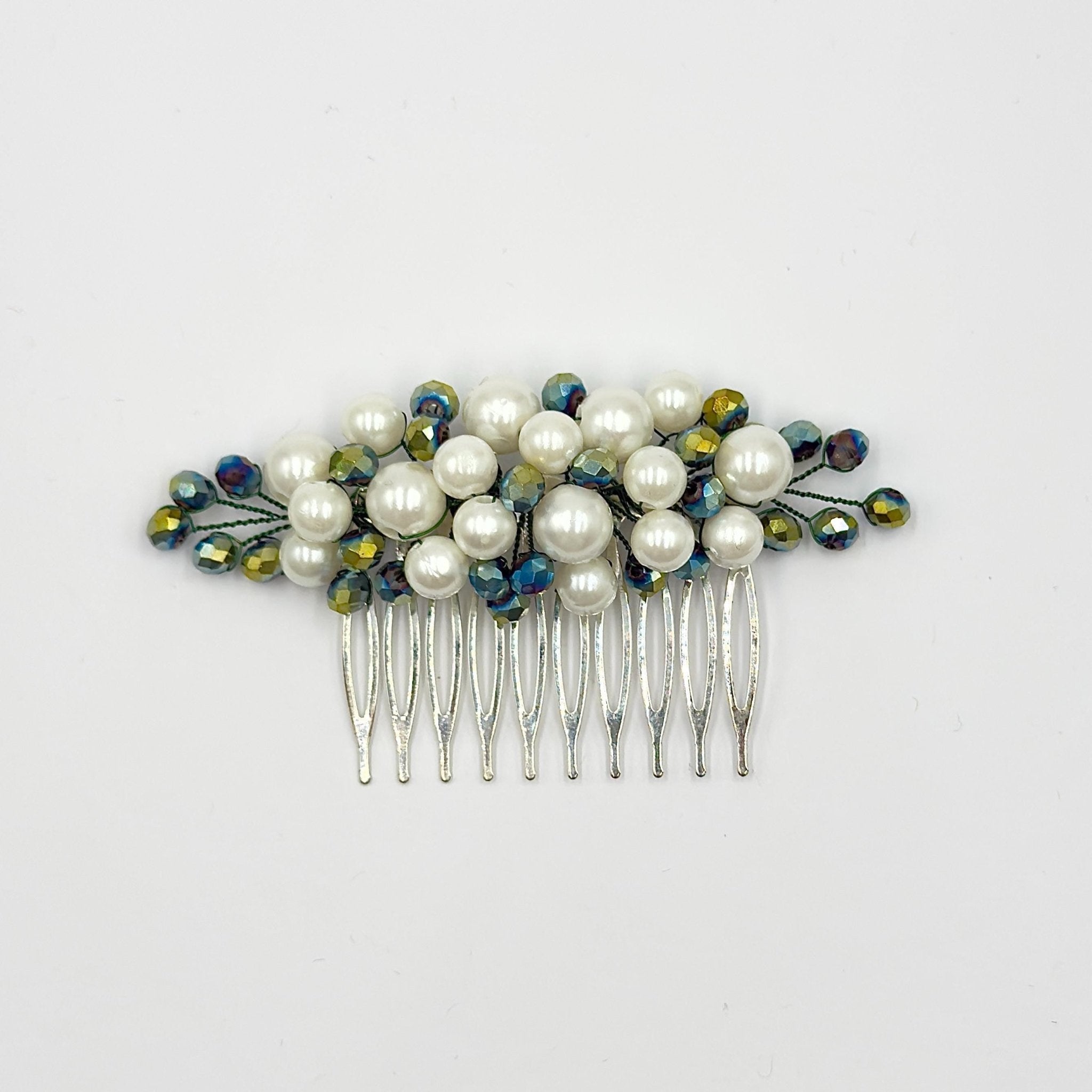 Braut Haarkamm Smaragdgrün Kristall Strass Draht Haarschmuck - AVYRAA BRIDAL