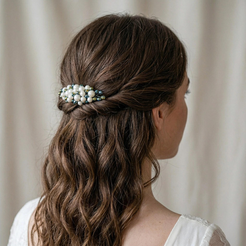 Braut Haarkamm Smaragdgrün Kristall Strass Draht Haarschmuck - AVYRAA BRIDAL