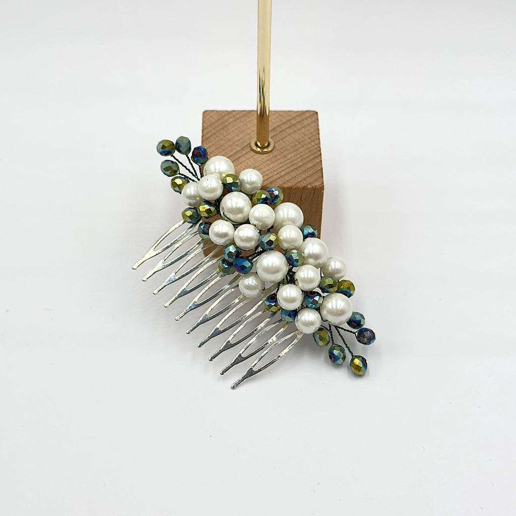 Braut Haarkamm Smaragdgrün Kristall Strass Draht Haarschmuck - AVYRAA BRIDAL