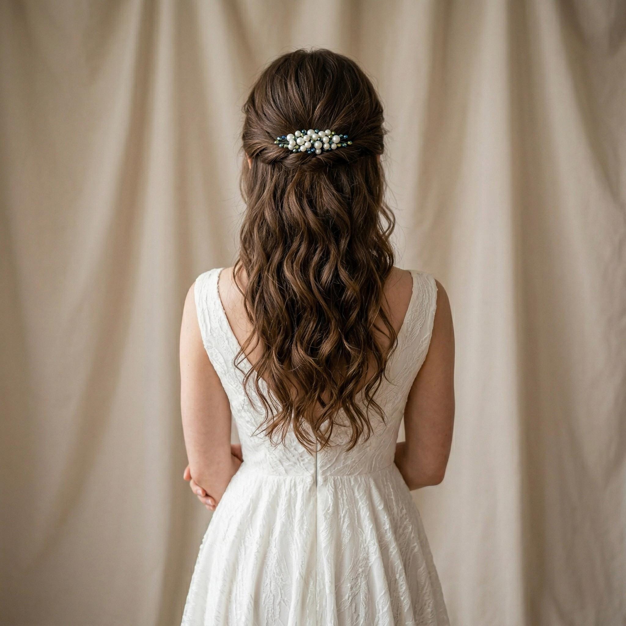 Braut Haarkamm Smaragdgrün Kristall Strass Draht Haarschmuck - AVYRAA BRIDAL