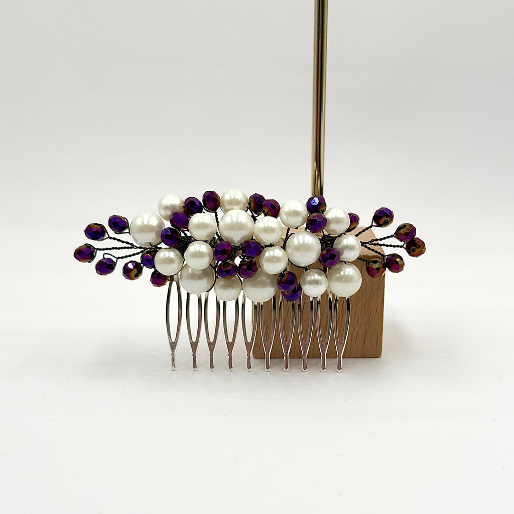 Braut Haarkamm Violett Kristall Strass Draht Haarschmuck - AVYRAA BRIDAL