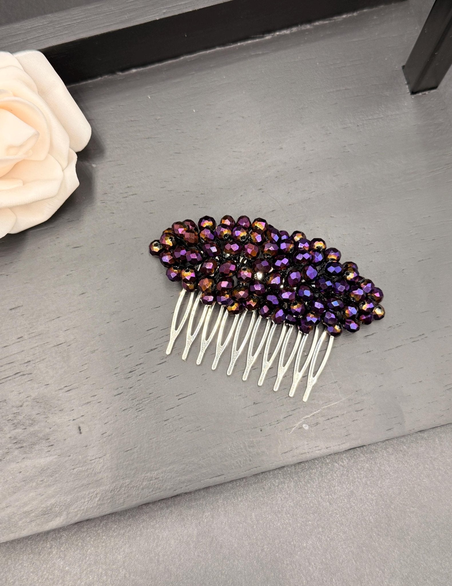 Braut Haarkamm Violett Kristall Strass Draht Haarschmuck - AVYRAA BRIDAL