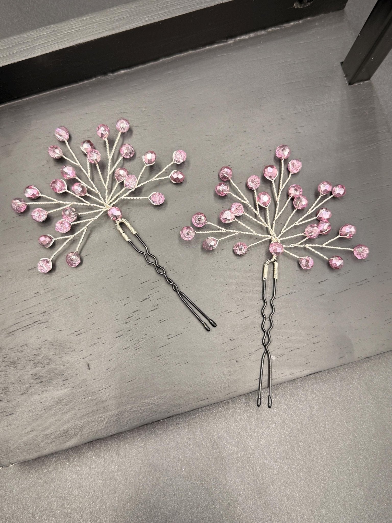 Braut Haarnadel Rosa Bicolor Kristall Strass Draht Haarschmuck - AVYRAA BRIDAL