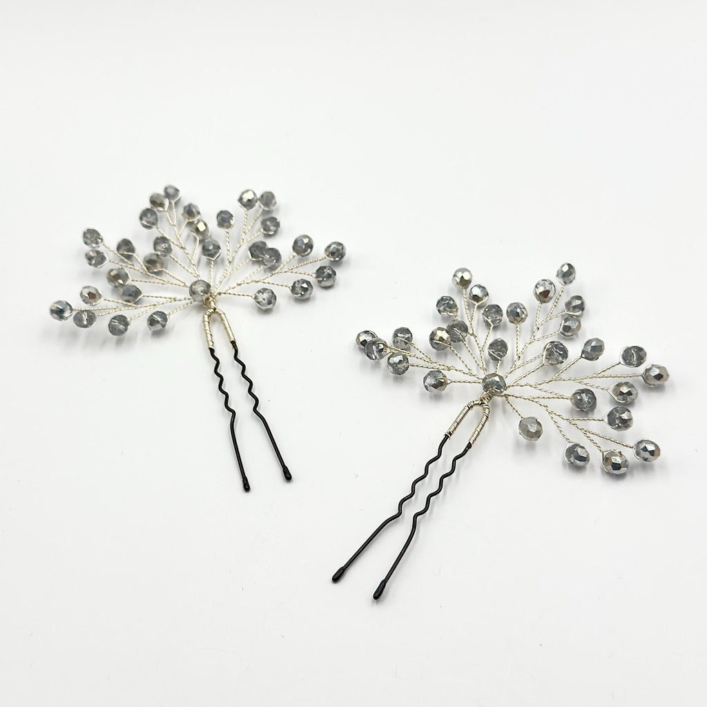 Braut Haarnadel Silber Klar Kristall Glas Draht Haarschmuck - AVYRAA BRIDAL