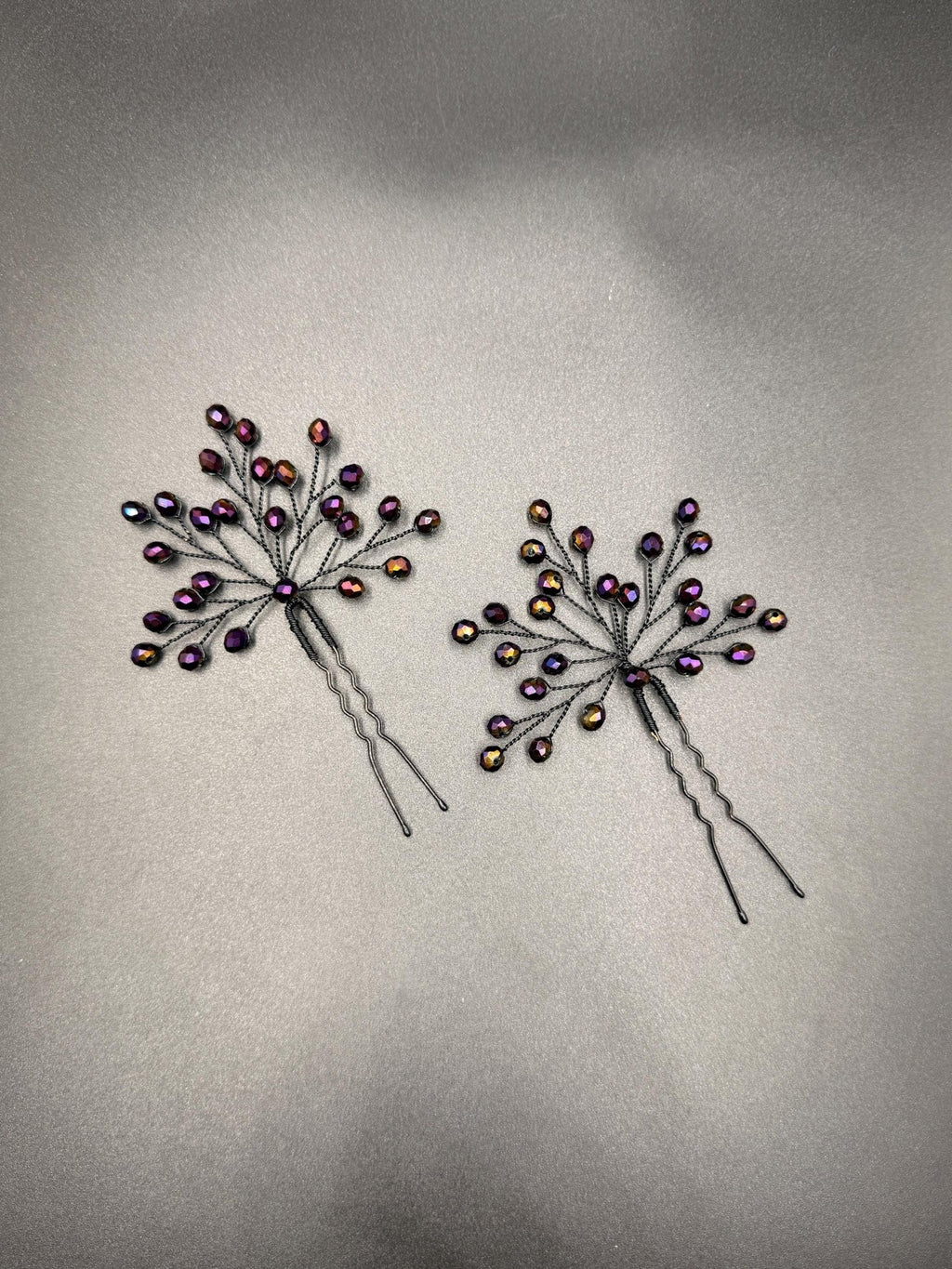 Braut Haarnadel Zweig Dunkelviolett Iris Kristall Draht Haarschmuck - AVYRAA BRIDAL