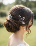 Braut Haarnadel Zweig Silber Klar Glas Kristall Draht Haarschmuck - AVYRAA BRIDAL