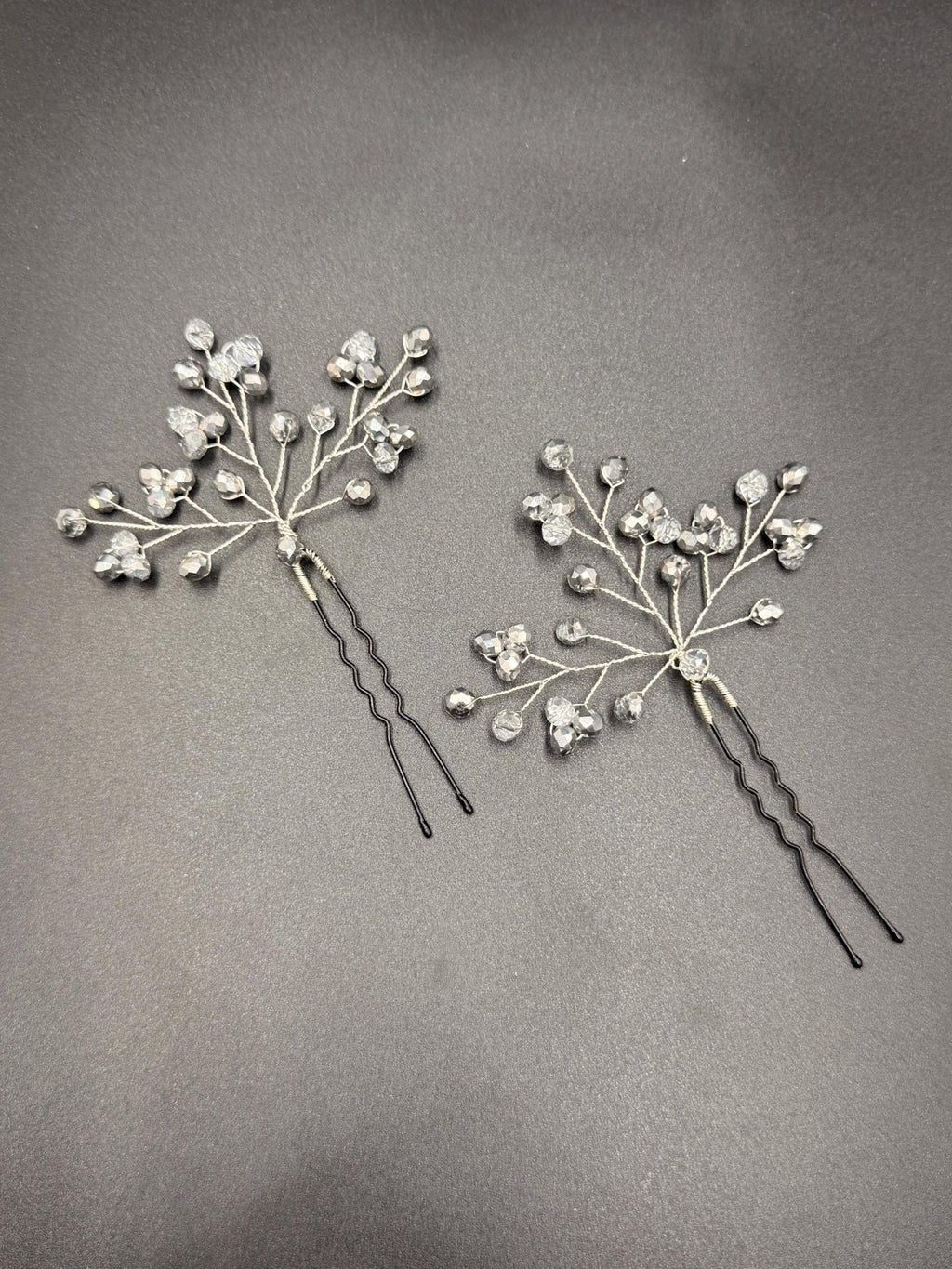 Braut Haarnadel Zweig Silber Klar Glas Kristall Draht Haarschmuck - AVYRAA BRIDAL