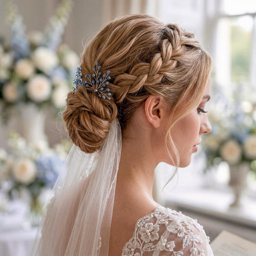 Braut Haarnadeln Blau Hellblau Kristall Strass Draht Haarschmuck - AVYRAA BRIDAL