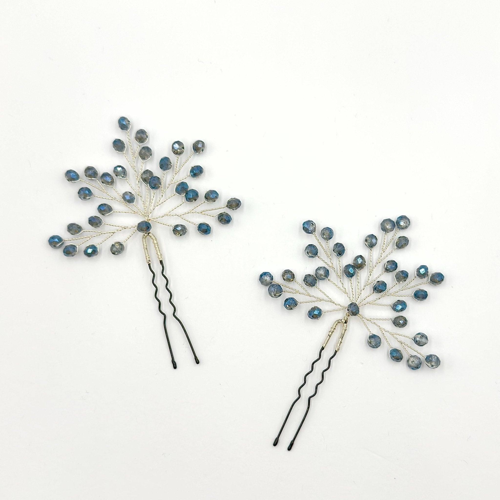 Braut Haarnadeln Blau Hellblau Kristall Strass Draht Haarschmuck - AVYRAA BRIDAL