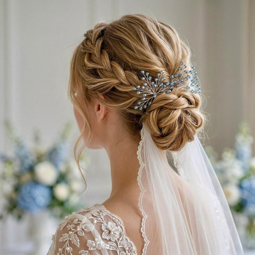 Braut Haarnadeln Blau Hellblau Kristall Strass Draht Haarschmuck - AVYRAA BRIDAL