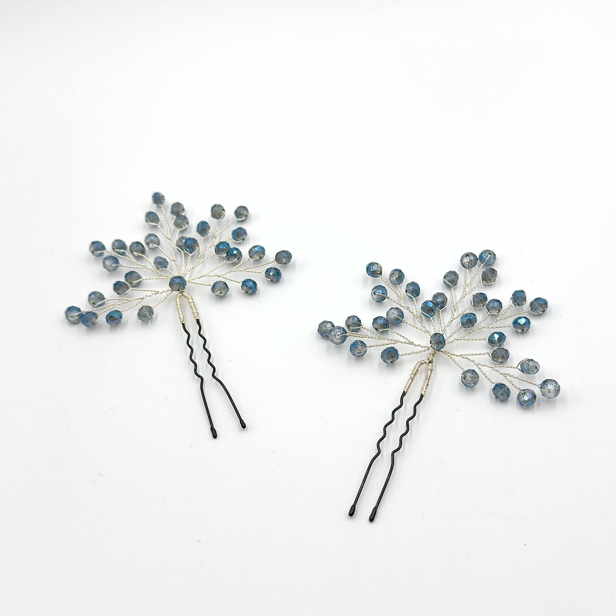 Braut Haarnadeln Blau Hellblau Kristall Strass Draht Haarschmuck - AVYRAA BRIDAL