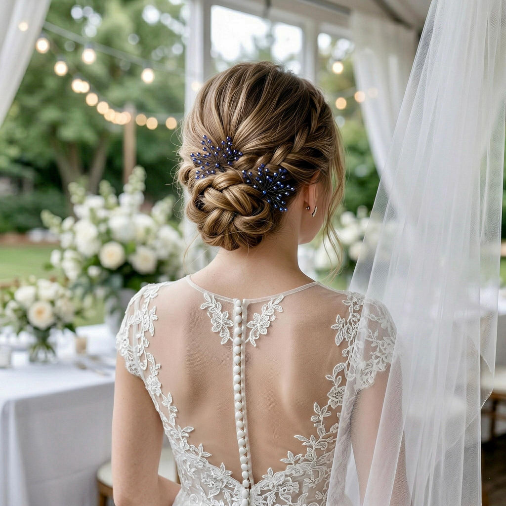 Braut Haarnadeln Blau Kristall Strass Draht Haarschmuck - AVYRAA BRIDAL