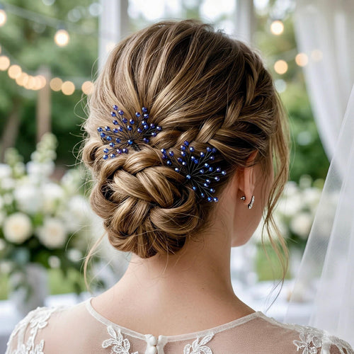 Braut Haarnadeln Blau Kristall Strass Draht Haarschmuck - AVYRAA BRIDAL