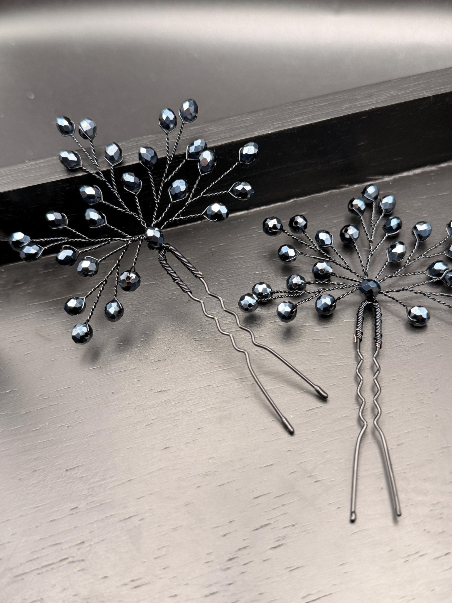 Braut Haarnadeln Dunkelblau Navy Kristall Strass Draht Haarschmuck - AVYRAA BRIDAL