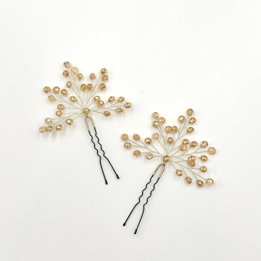 Braut Haarnadeln Hellgold Kristall Strass Draht Haarschmuck - AVYRAA BRIDAL