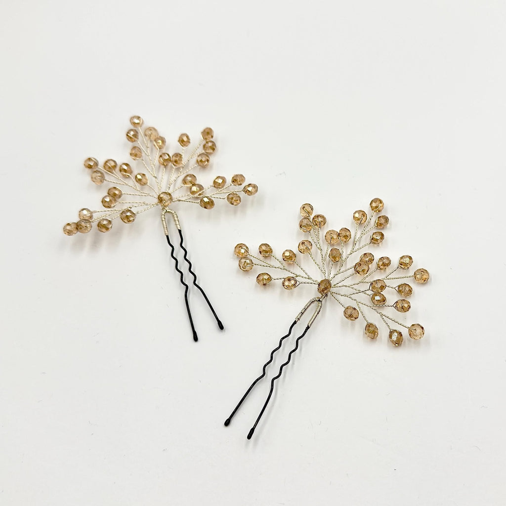 Braut Haarnadeln Hellgold Kristall Strass Draht Haarschmuck - AVYRAA BRIDAL