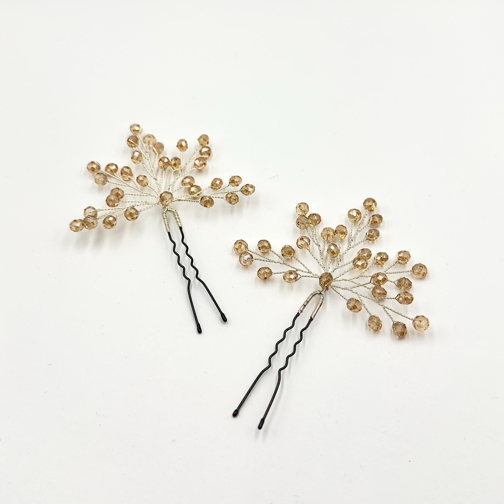 Braut Haarnadeln Hellgold Kristall Strass Draht Haarschmuck - AVYRAA BRIDAL