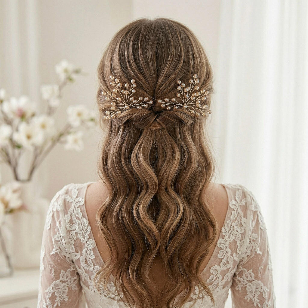 Braut Haarnadeln Hellgold Kristall Strass Draht Haarschmuck - AVYRAA BRIDAL
