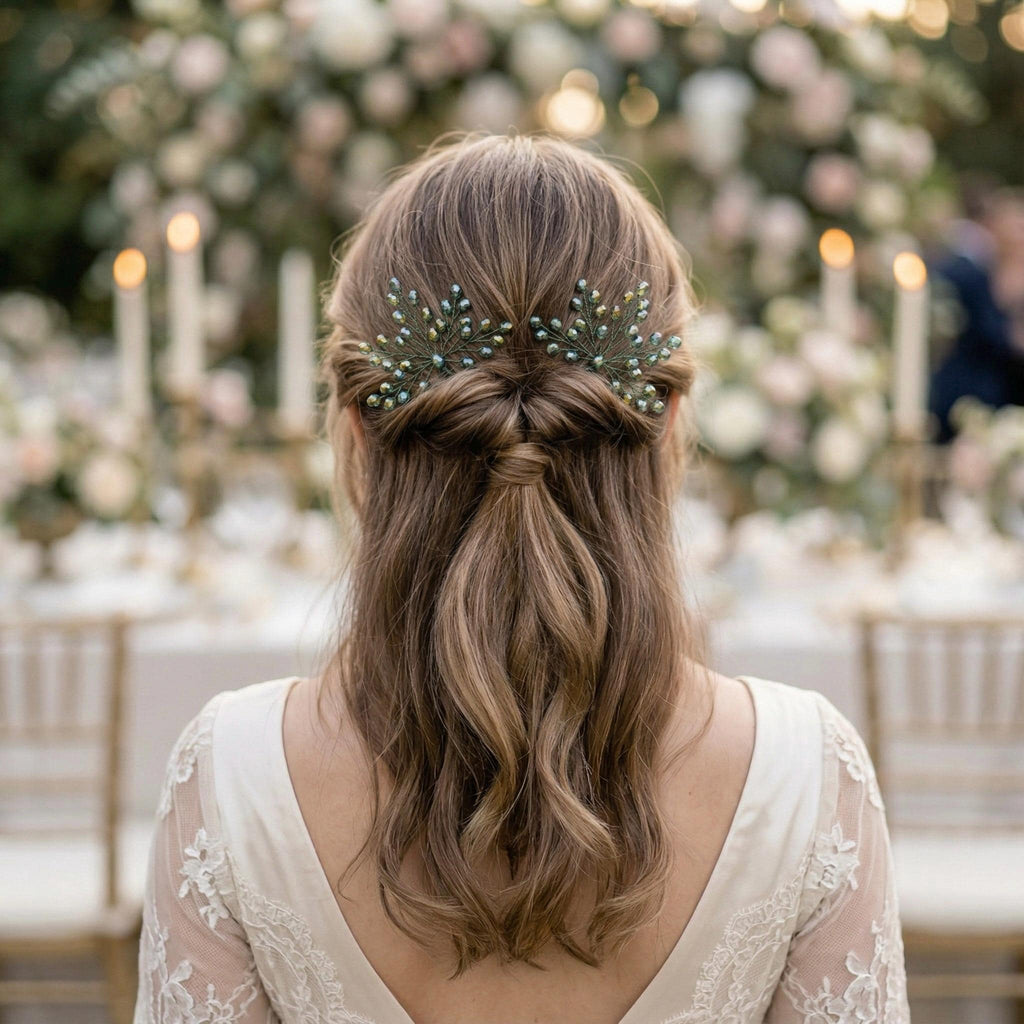 Braut Haarnadeln Olivgrün Gold Kristall Strass Draht Haarschmuck - AVYRAA BRIDAL