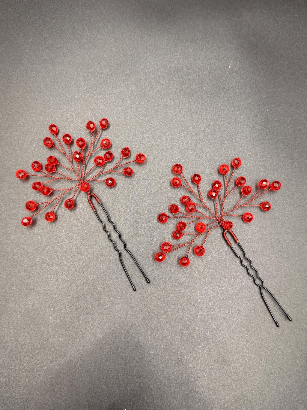 Braut Haarnadeln Rot Kristall Golddraht Rotdraht Strass Haarschmuck - AVYRAA BRIDAL