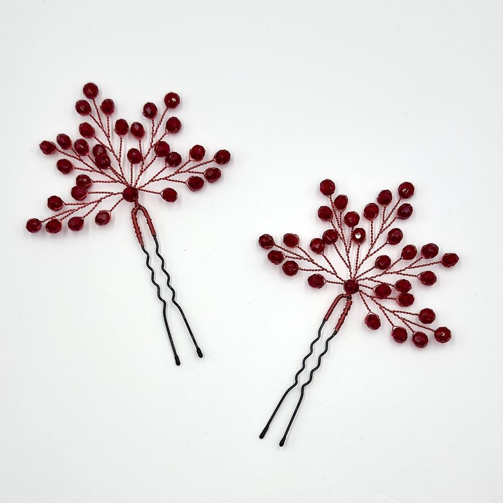 Braut Haarnadeln Rot Kristall Golddraht Strass Haarschmuck - AVYRAA BRIDAL