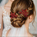 Braut Haarnadeln Rot Kristall Golddraht Strass Haarschmuck - AVYRAA BRIDAL