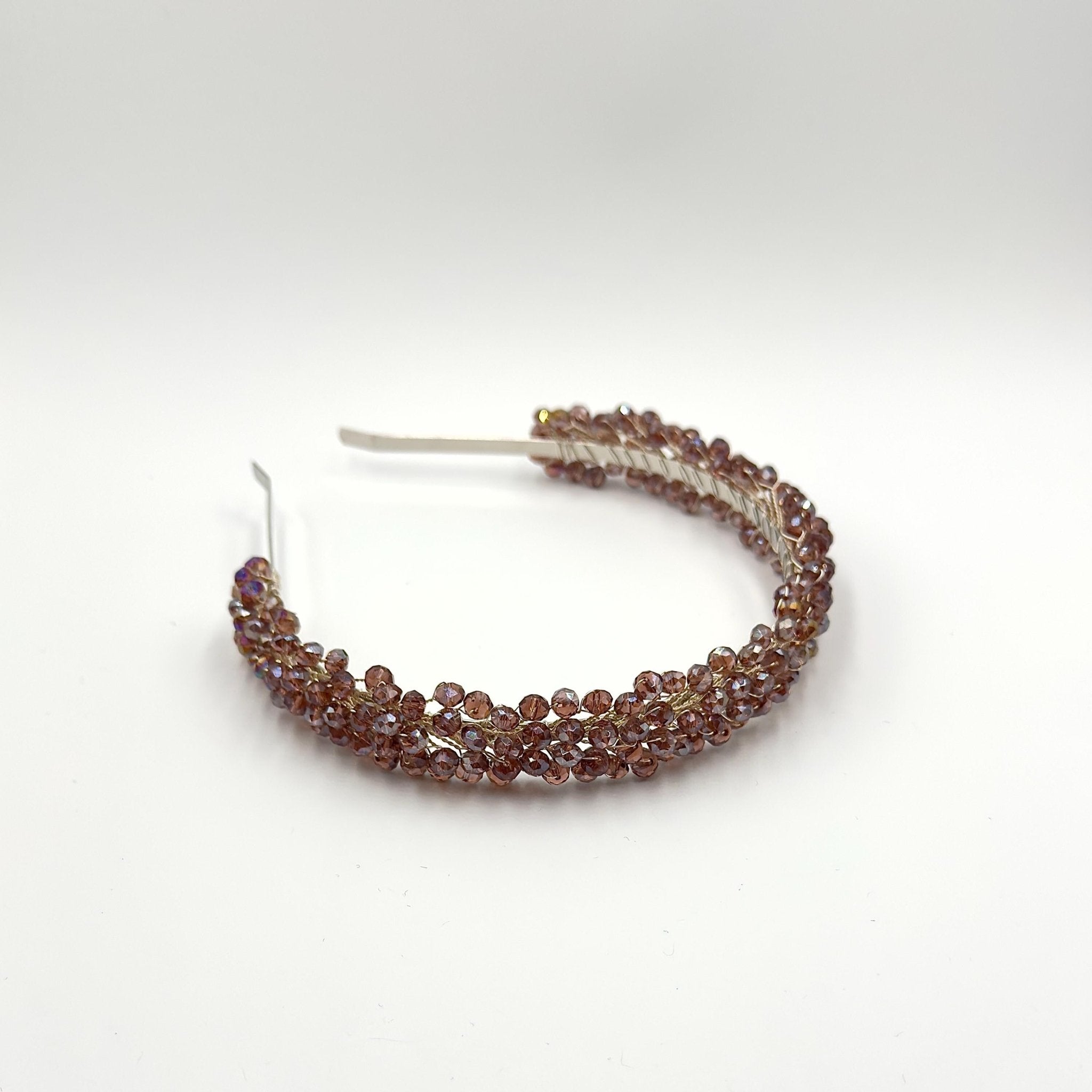 Braut Haarreif Altrosa Champagner Kristall Strass Draht Haarband Haarschmuck - AVYRAA BRIDAL