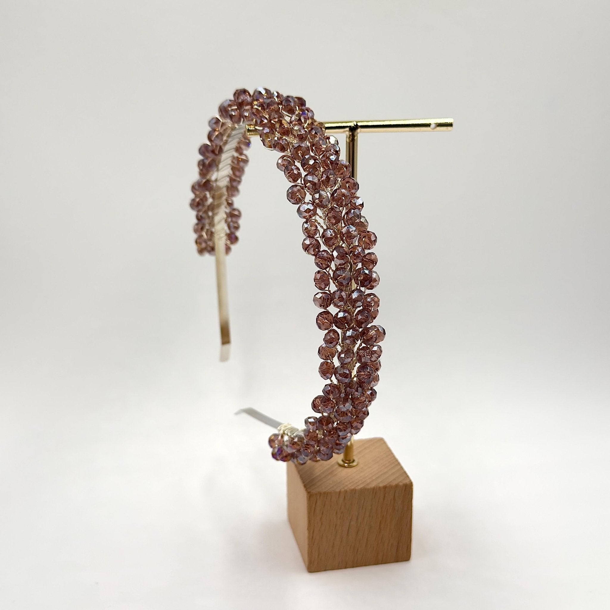 Braut Haarreif Altrosa Champagner Kristall Strass Draht Haarband Haarschmuck - AVYRAA BRIDAL